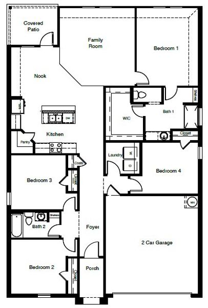 2D floor plan layout of this home in Highlands at Chapel Creek, Fort Worth, TX (Image 3).