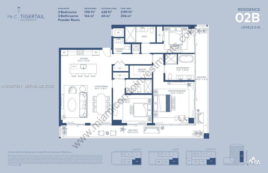2D floor plan layout of this home in Mr. C Residences, Miami, FL (Image 5).