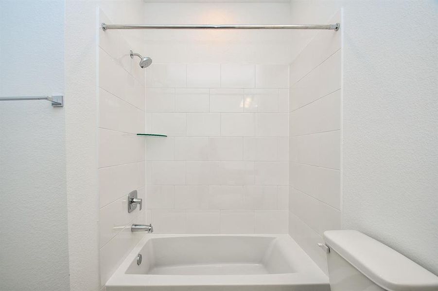 Second bathroom white modern shower/bath