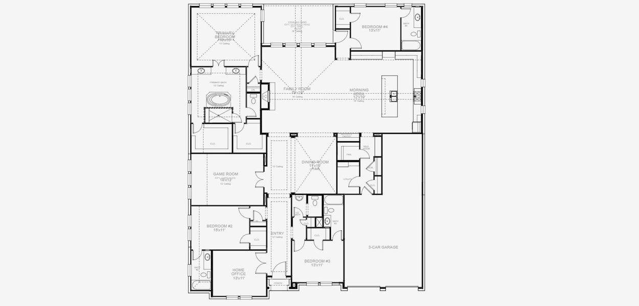 2D floor plan layout for the 3525W by Perry Homes in Sweetgrass 80', Haslet, TX (Image 5).