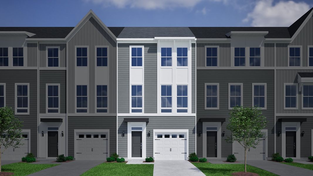 Representative exterior photo of a completed home built from the Daphne 3-Story 1-Car Garage - Vanguard Collection by Mungo Homes in Vista at Cane Bay, Summerville, SC (Image 6).