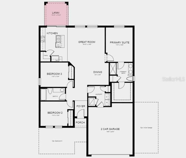 Floor Plan - Structural options added include: covered lanai