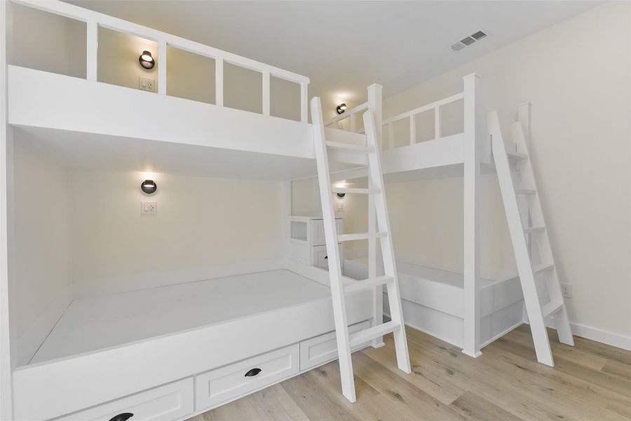 The custom-built bunks with storage. The custom-built bunks with storage.