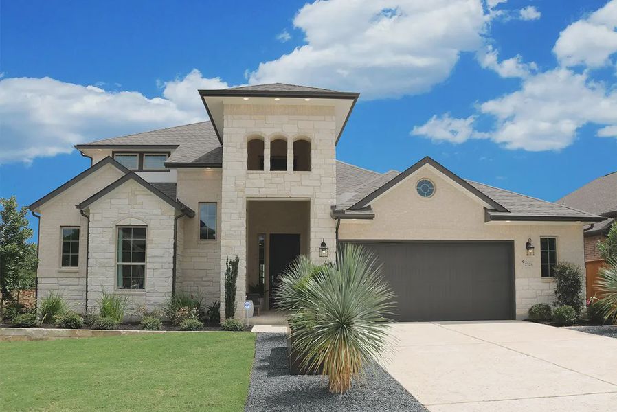 Representative exterior photo of a completed home built from the Gifford by Chesmar Homes in Meyer Ranch, New Braunfels, TX (Image 1). Representative exterior photo of a completed home built from the Gifford by Chesmar Homes in Meyer Ranch, New Braunfels, TX (Image 1).