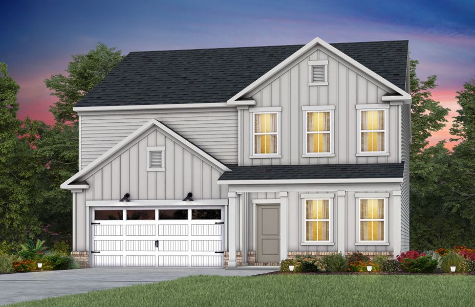 Front exterior of a new home in Bryton, Huntersville, NC, highlighting curb appeal (Image 19).