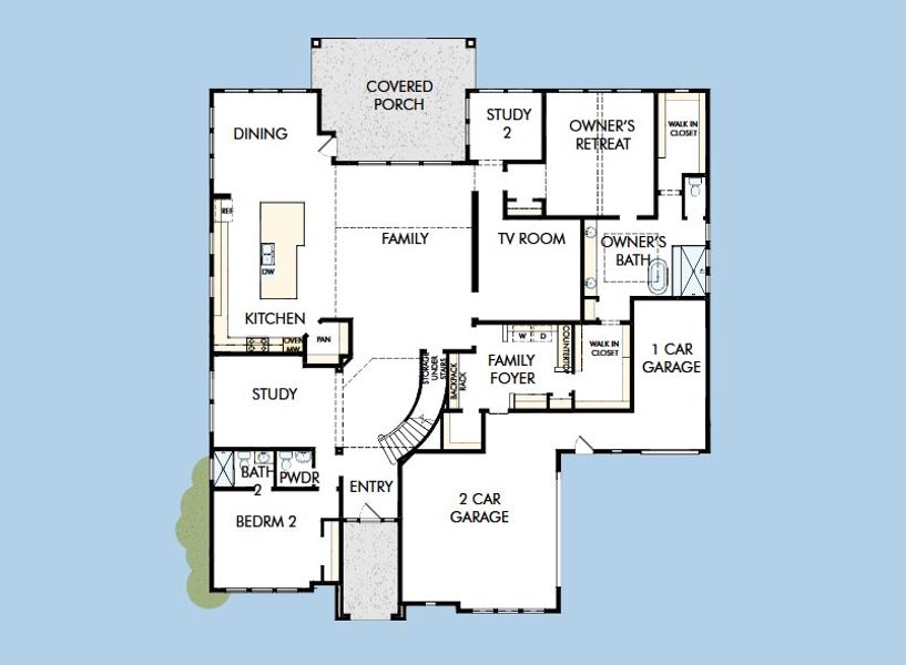 2D floor plan layout for the The Mozart by David Weekley Homes in Northshore at Lakewood Village - Estate Series, Lakewood Village, TX (Image 3). 2D floor plan layout for the The Mozart by David Weekley Homes in Northshore at Lakewood Village - Estate Series, Lakewood Village, TX (Image 3).