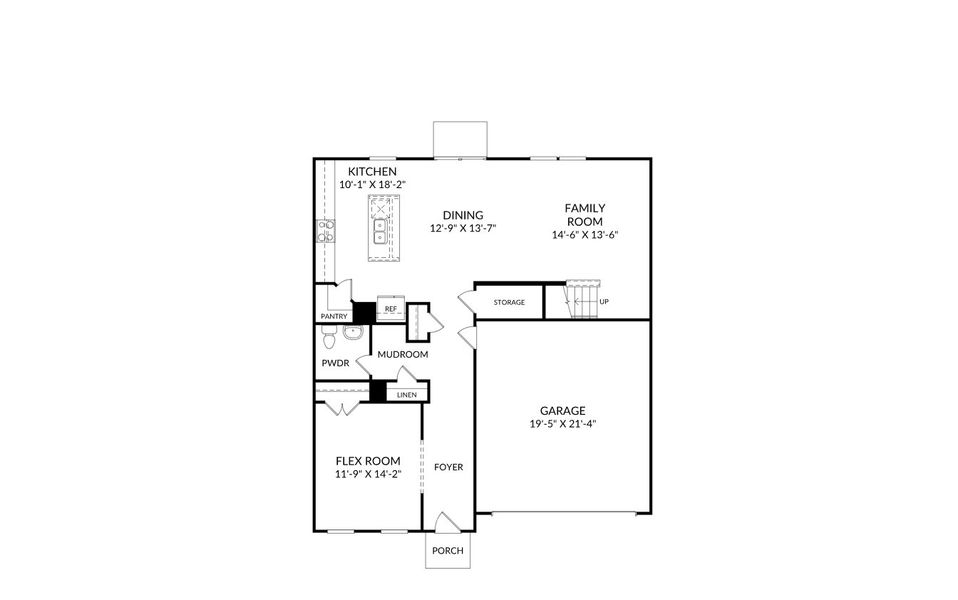 2D floor plan layout for the The Highland by Stanley Martin Homes in Croftside Single Family Homes, Powder Springs, GA (Image 3).