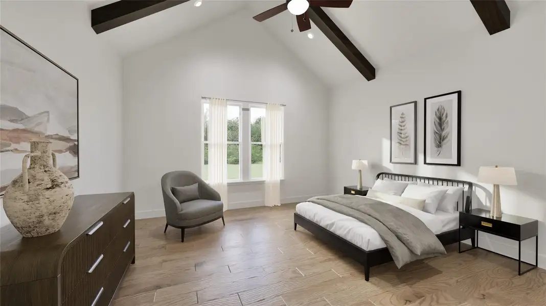 The master bedroom features a vaulted ceiling. The master bedroom features a vaulted ceiling.