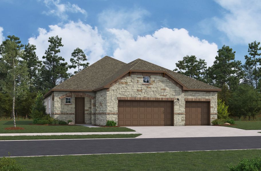 Representative exterior photo of a completed home built from the Alder by Beazer Homes in Cibolo Crossing, Universal City, TX (Image 1). Representative exterior photo of a completed home built from the Alder by Beazer Homes in Cibolo Crossing, Universal City, TX (Image 1).