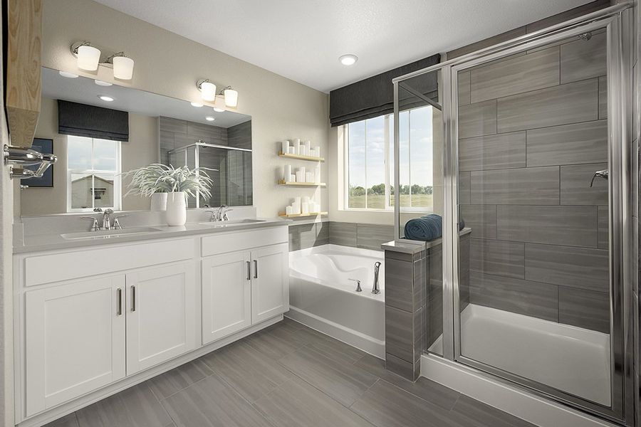 Separate shower and tub at primary bath