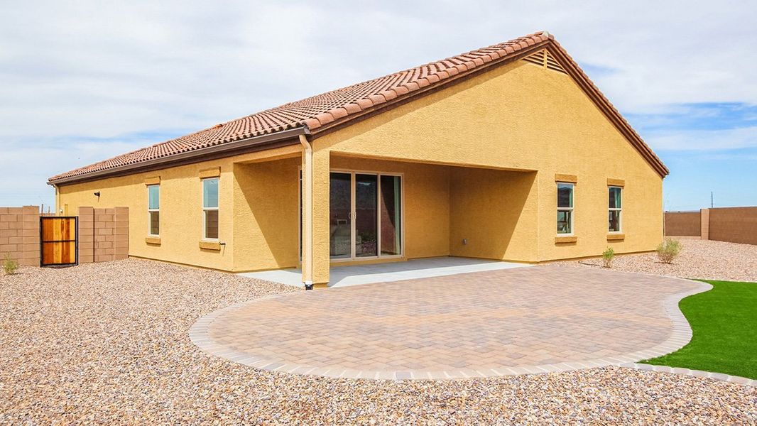 Representative exterior photo of a completed home built from the Citrine - Plan 5042 by D.R. Horton in Sycamore Vista, Vail, AZ (Image 26). Representative exterior photo of a completed home built from the Citrine - Plan 5042 by D.R. Horton in Sycamore Vista, Vail, AZ (Image 26).