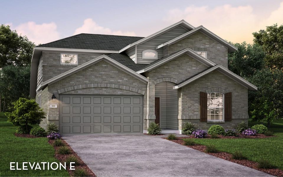 Front exterior of a new home in Creekhaven, Rosharon, TX, highlighting curb appeal (Image 1).