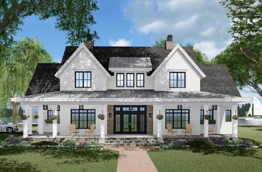 Front exterior of a new home in , Ball Ground, GA, highlighting curb appeal (Image 1).