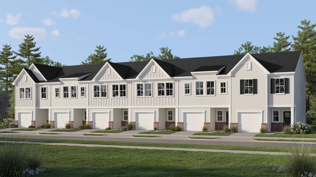 Townhome exterior render streetscape