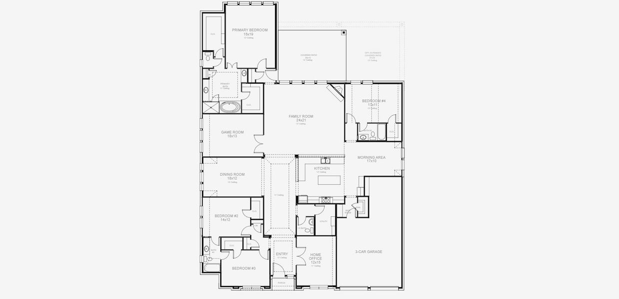 2D floor plan layout for the 3578W by Perry Homes in Jubilee 80', Hockley, TX (Image 5). 2D floor plan layout for the 3578W by Perry Homes in Jubilee 80', Hockley, TX (Image 5).