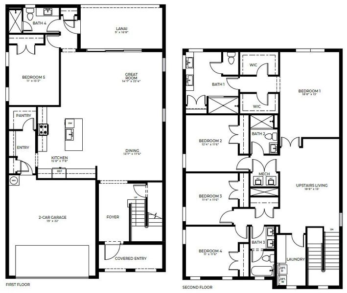 2D floor plan layout for the Ponte Vedra by D.R. Horton in Blossom Trail, Greenacres, FL (Image 3).