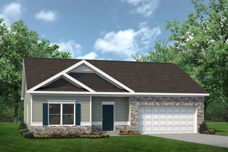 Front exterior of a new home in Jackson Hills, Clarksville, TN, highlighting curb appeal (Image 1).