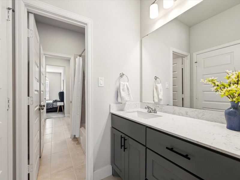 Your side of the shared bath. Look at all the counter space!