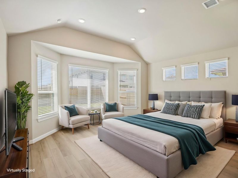 Furnished interior view inside a new home in Massey Oaks - Estate Series, Pearland (Image 7). Furnished interior view inside a new home in Massey Oaks - Estate Series, Pearland (Image 7).