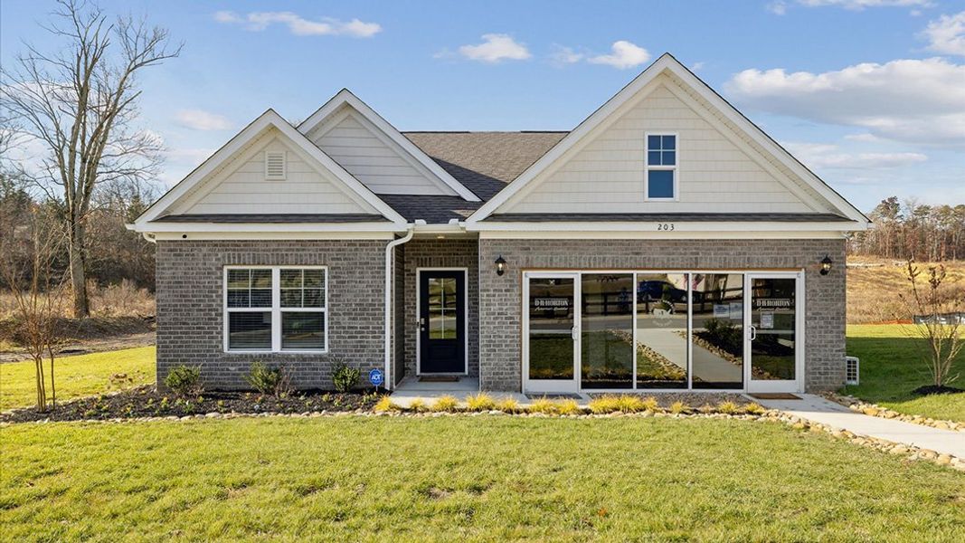 Representative exterior photo of a completed home built from the Cali by D.R. Horton in The Hideaway at Fox Meadows, Bluff City, TN (Image 1).