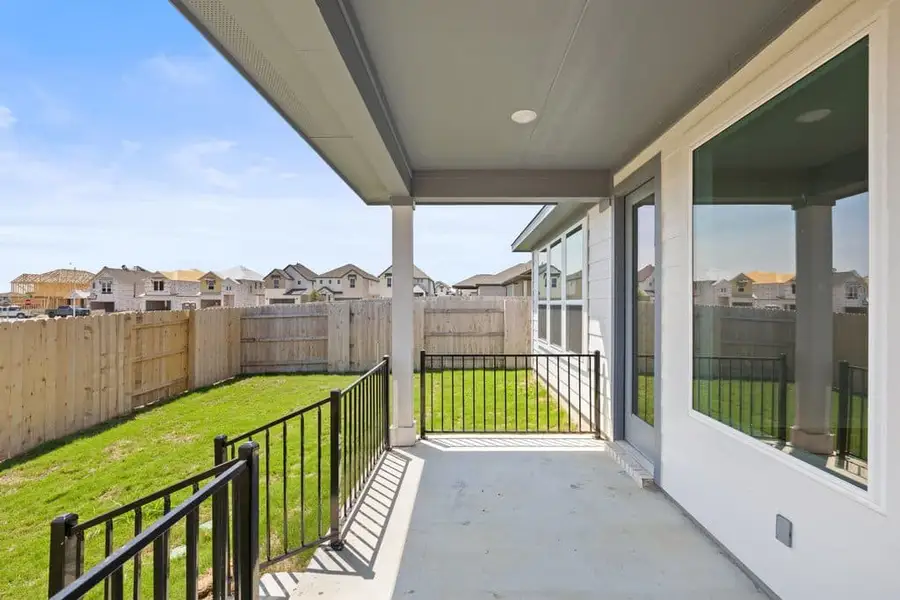 Exterior details and patio area of a home in Lariat, Liberty Hill (Image 21). Exterior details and patio area of a home in Lariat, Liberty Hill (Image 21).