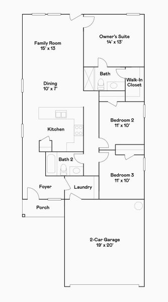 2D floor plan layout of this home in Sweetgrass Village: Cottage Collection, Crosby, TX (Image 2).