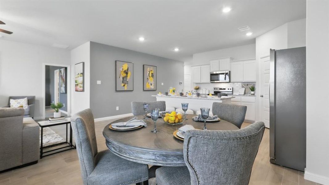 Furnished interior view inside a new home in Monarch at the Meadows, Denton (Image 15). Furnished interior view inside a new home in Monarch at the Meadows, Denton (Image 15).