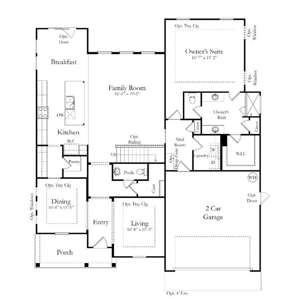 2D floor plan layout for the Kendrick by DRB Homes in Easler Farm, Boiling Springs, SC (Image 3).