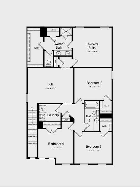 2D floor plan layout for the Harper by Taylor Morrison in Eagle Trace, Wendell, NC (Image 6).