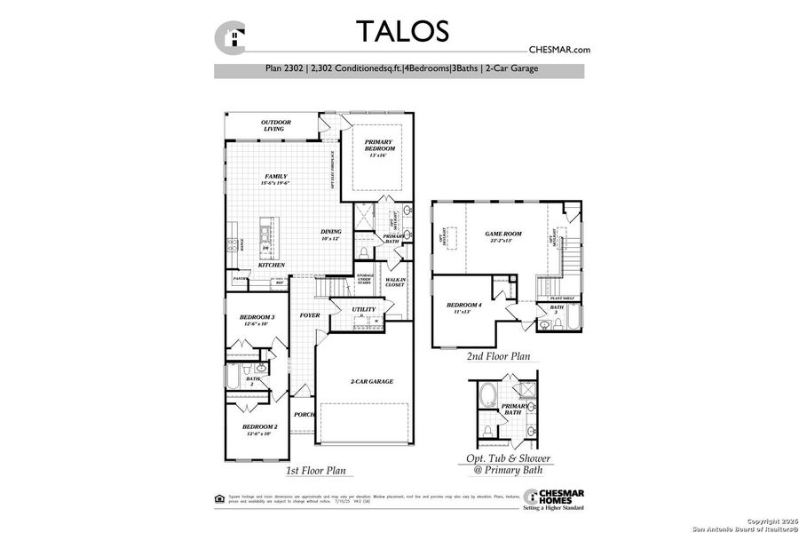 2D floor plan layout of this home in Prominence, San Antonio, TX (Image 4).