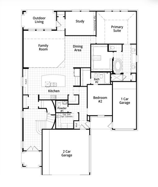 2D floor plan layout for the 226 Plan by Highland Homes in Two Step Farm: 60ft. lots, Montgomery, TX (Image 3). 2D floor plan layout for the 226 Plan by Highland Homes in Two Step Farm: 60ft. lots, Montgomery, TX (Image 3).