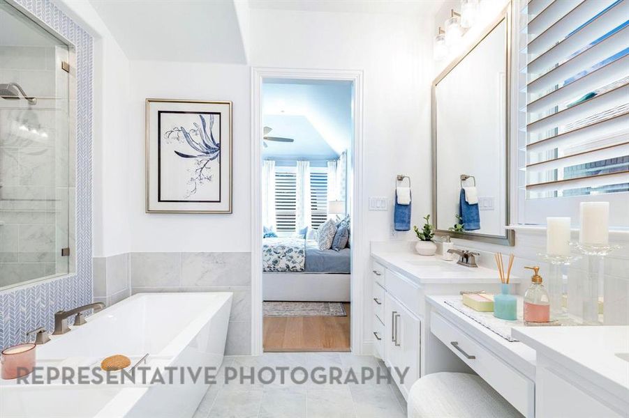 Furnished interior view inside a new home in Star Trail, Prosper (Image 34).