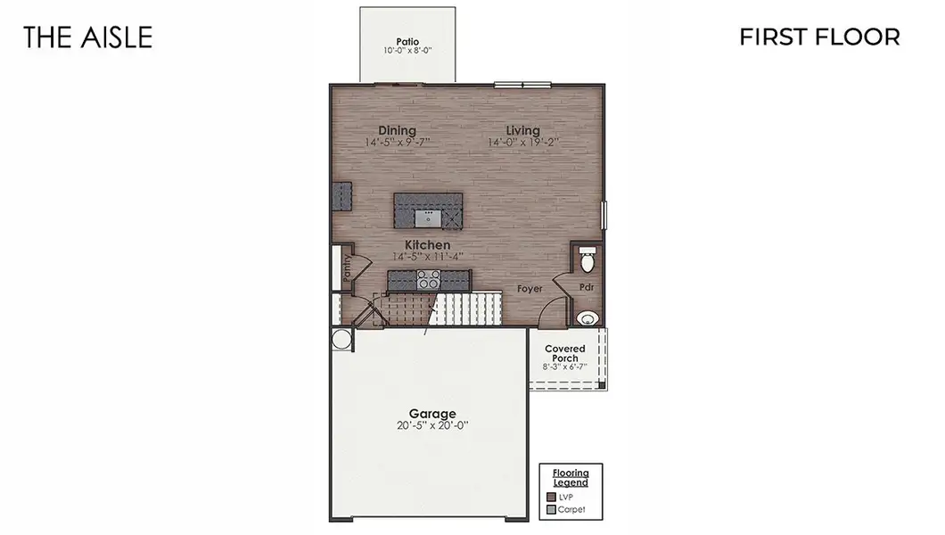 2D floor plan layout for the AISLE by D.R. Horton in The Pines at Blake Farm, Wilmington, NC (Image 3).