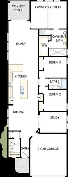 2D floor plan layout of this home in The Highlands - Grove Collection, Porter, TX (Image 3).