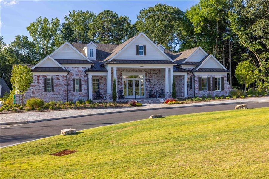 Front exterior of a new home in , Peachtree Corners, GA, highlighting curb appeal (Image 21). Front exterior of a new home in , Peachtree Corners, GA, highlighting curb appeal (Image 21).