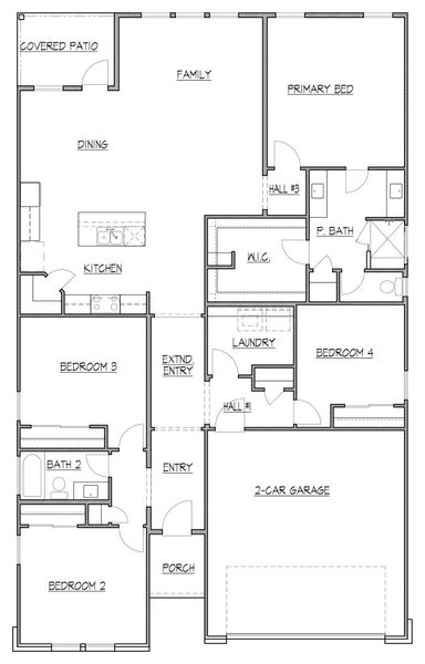 2D floor plan layout for the 2001 by Texas Homes in The Woodlands, Mico, TX (Image 3).
