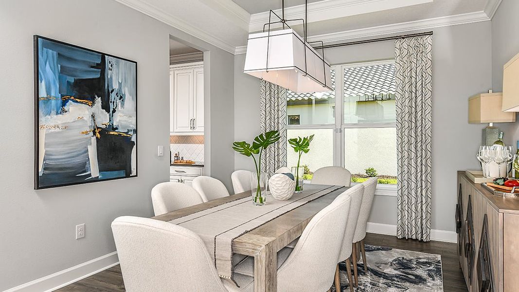 Representative furnished interior of a home built from the Farnese by Taylor Morrison in Esplanade at Wiregrass Ranch, Wesley Chapel (Image 12). Representative furnished interior of a home built from the Farnese by Taylor Morrison in Esplanade at Wiregrass Ranch, Wesley Chapel (Image 12).