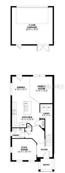 2D floor plan layout of this home in Tribute at Ovation, Winter Garden, FL (Image 5).