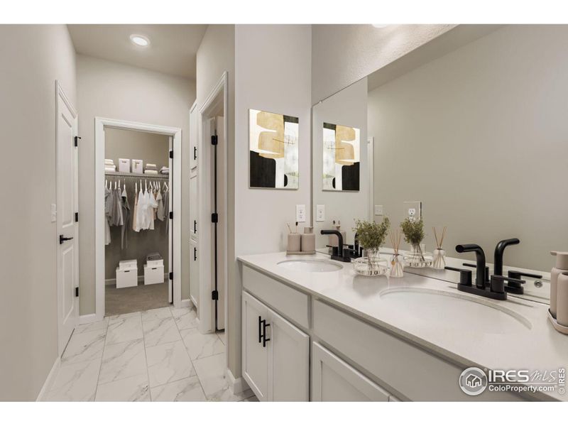 Clean vanity and double sinks Clean vanity and double sinks