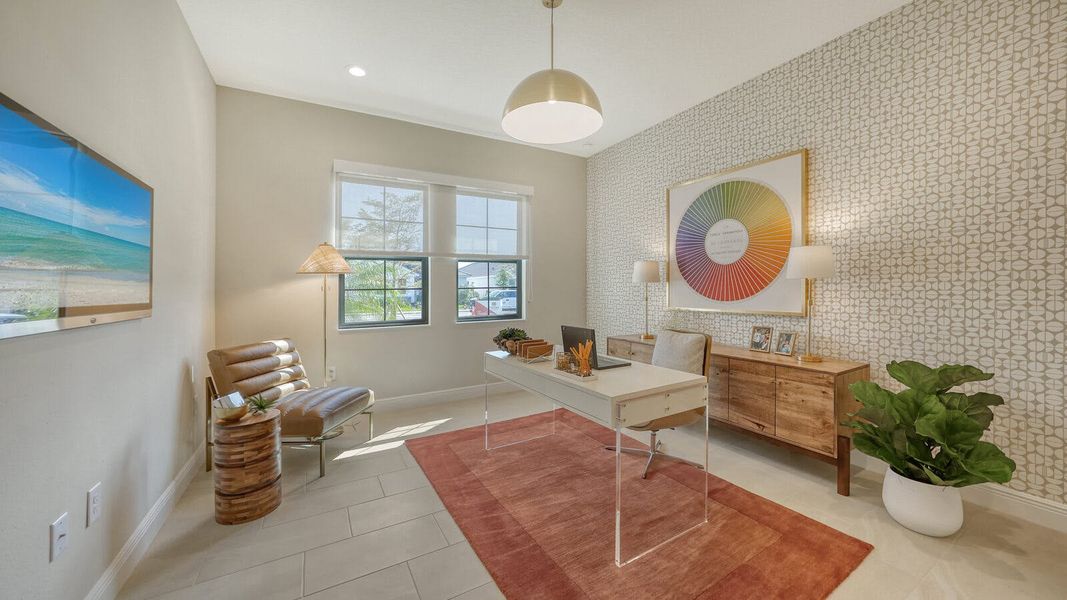 Furnished interior view inside a new home in SkySail Real Estate and Homes for Sale in Naples, FL - Neal Communities, Naples (Image 14).