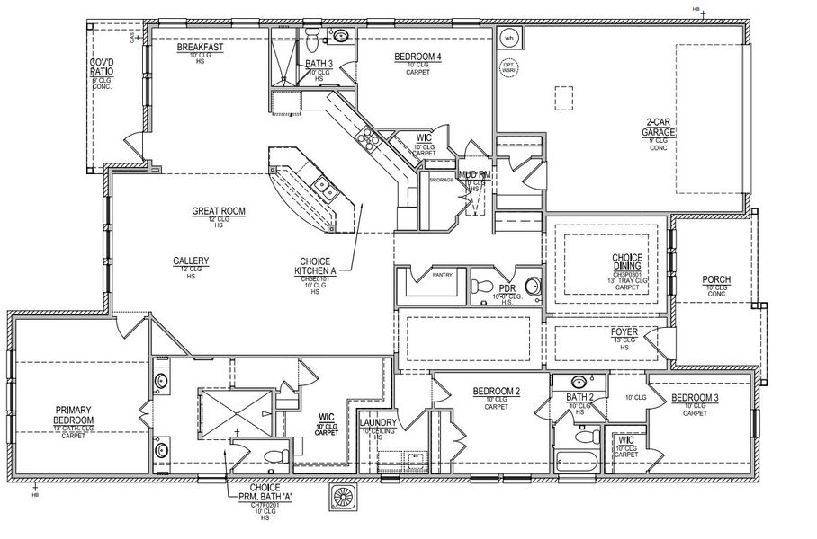 2D floor plan layout for the Harper by Beazer Homes in Johnson Ranch, San Antonio, TX (Image 3).