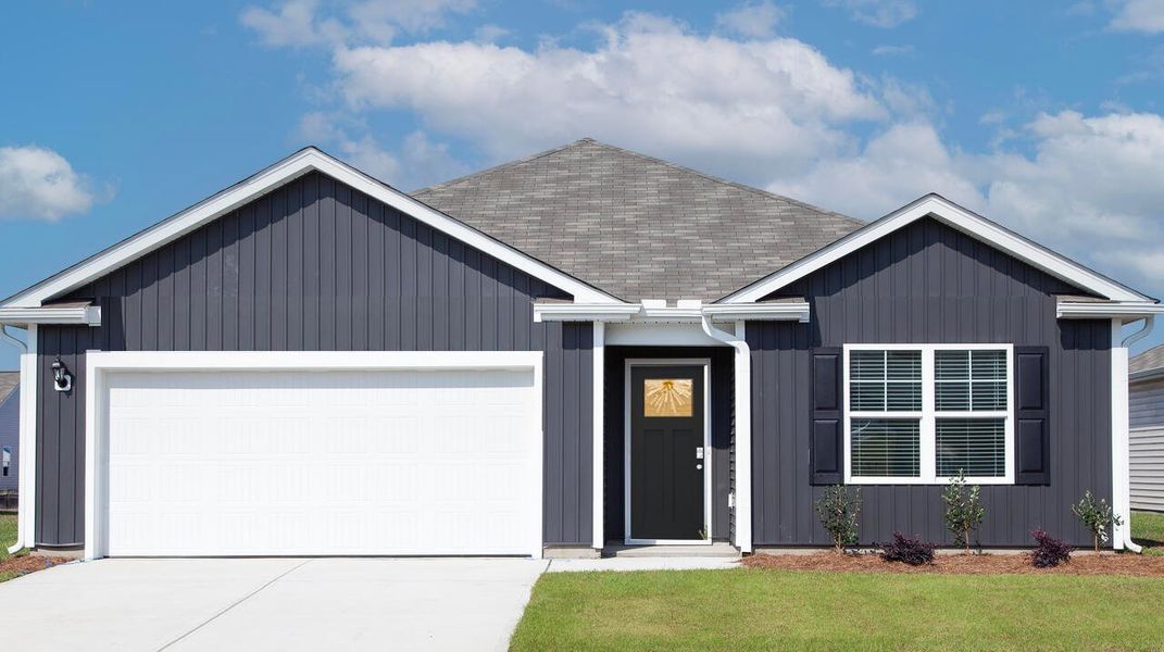 Front exterior of a new home in Bella Point, Bolivia, NC, highlighting curb appeal (Image 1).