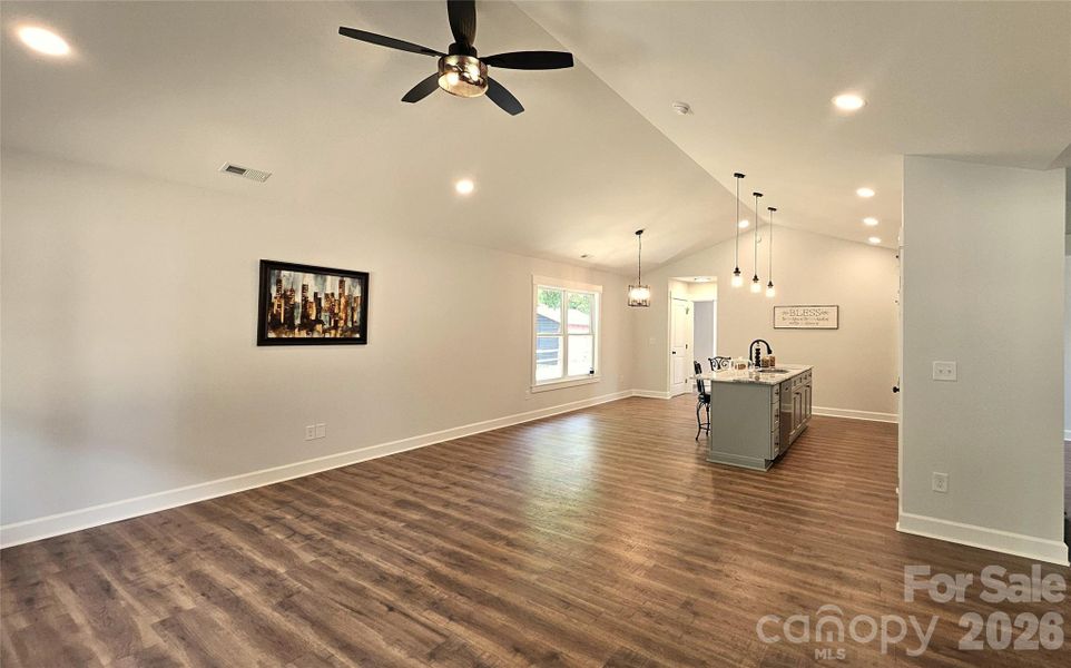 Great open plan with cathedral ceilings.