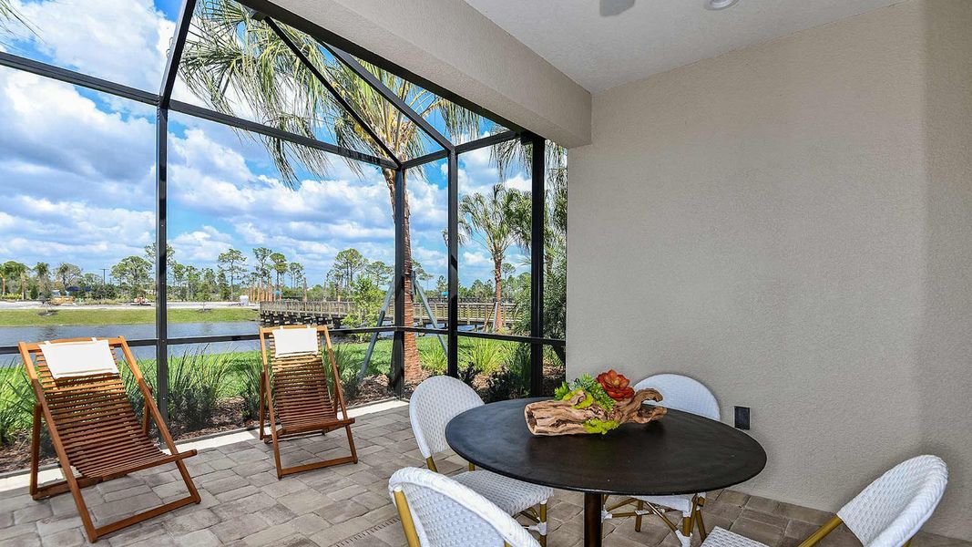 Exterior details and patio area of a home in Windward Real Estate and Homes for Sale in Sarasota, FL - Neal Communities, Sarasota (Image 4).