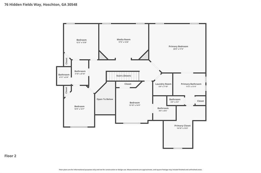 2D floor plan layout of this home in Hidden Fields, Hoschton, GA (Image 7).