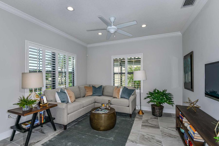 Furnished interior view inside a new home in Boca Royale Golf & Country Club at Wellen Park, Englewood (Image 16).