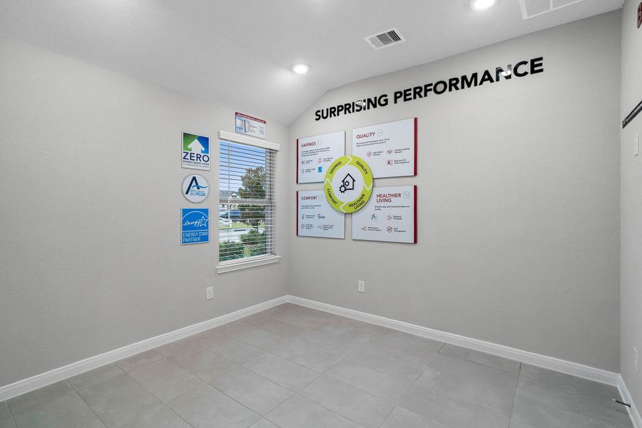 This cozy secondary bedroom offers plush, soft carpeting, neutral walls ready for personalization, a sun-filled window, and a spacious closet for all your storage needs. NOTE: This is a former model home and will be converted.