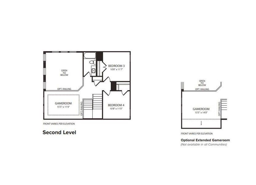 2D floor plan layout of this home in The Colony - 50', Bastrop, TX (Image 5).