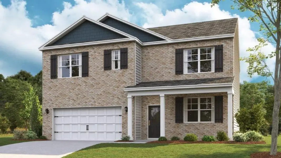 Front exterior of a new home in The Hideaway at Edgestone, Ooltewah, TN, highlighting curb appeal (Image 18).