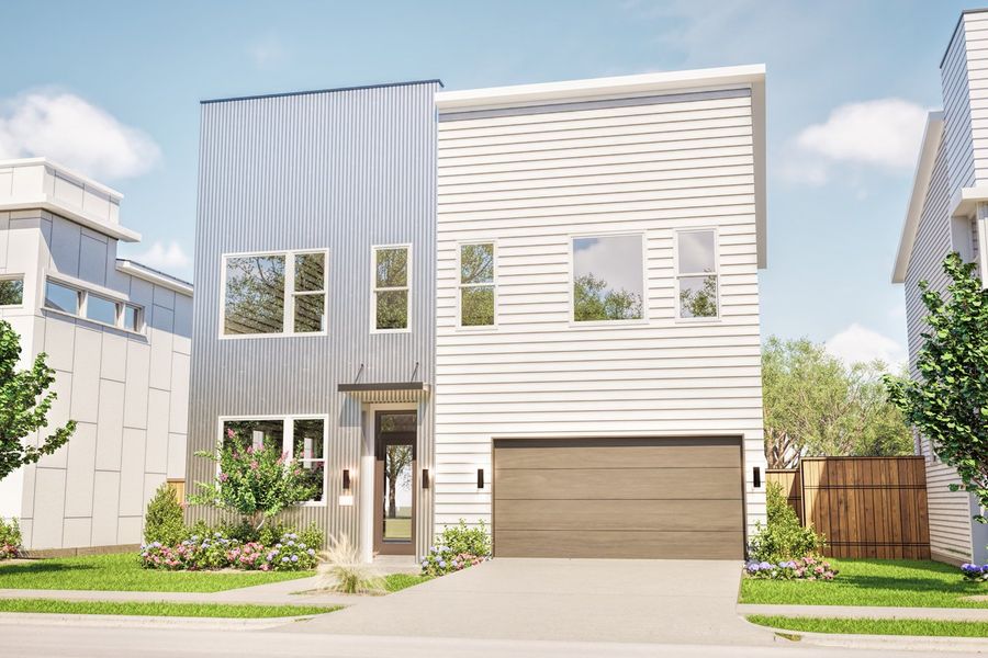 Front exterior of a new home in Agave, Austin, TX, highlighting curb appeal (Image 1). Front exterior of a new home in Agave, Austin, TX, highlighting curb appeal (Image 1).